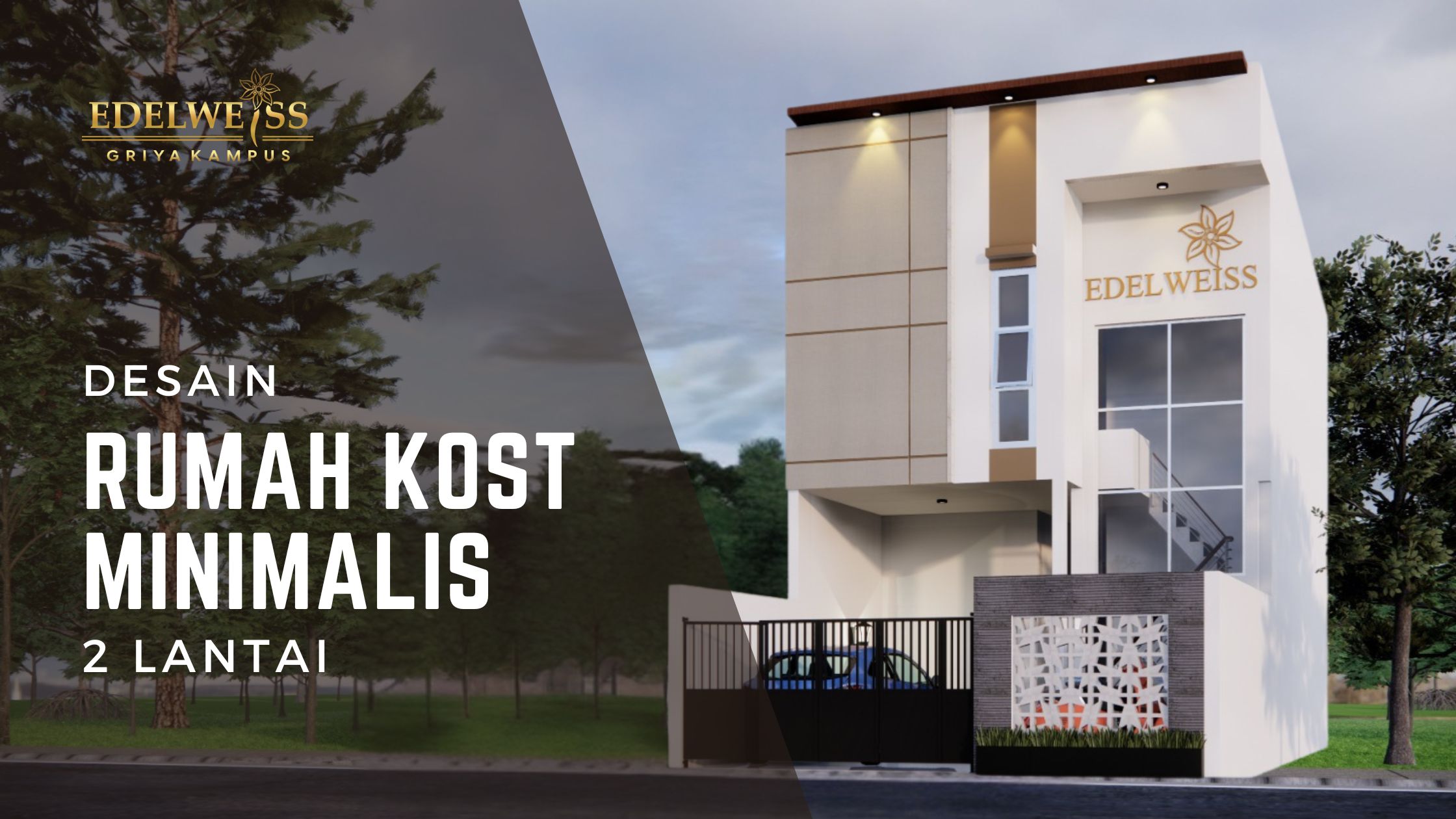 desain rumah kost minimalis 2 lantai