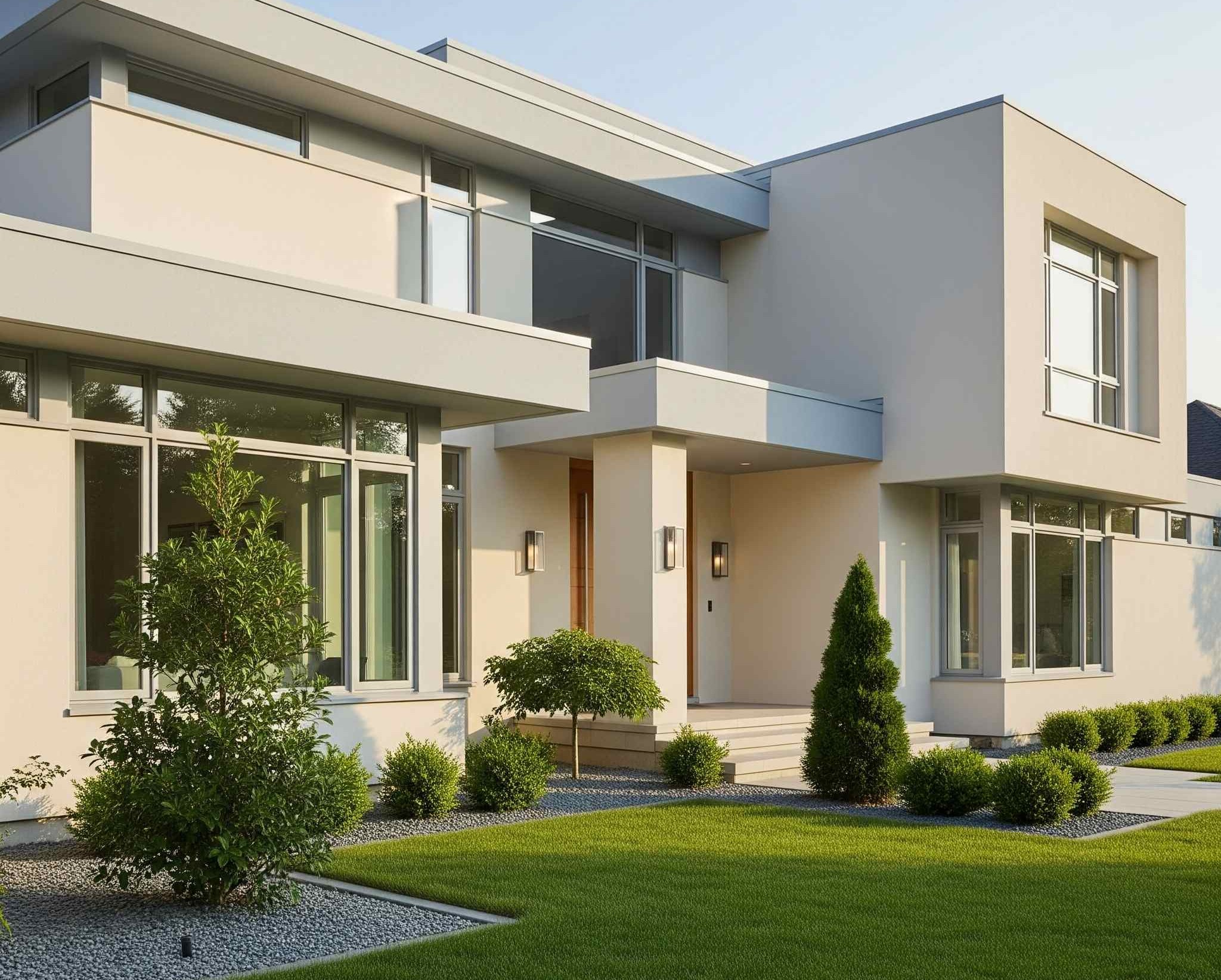 kombinasi cat rumah warna cream dan abu-abu