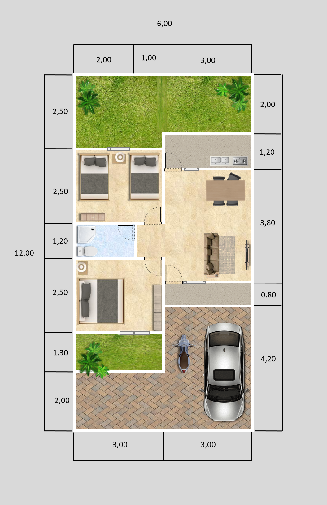 Rumah Hunian 1 Lantai tipe 30