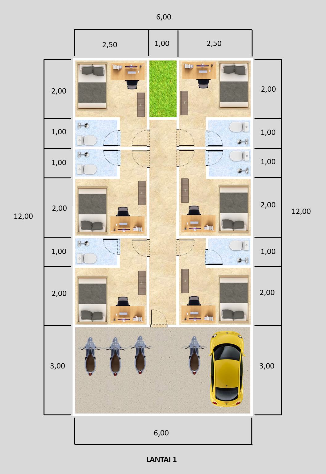 Rumah Kost 1 Lantai tipe 54 copy